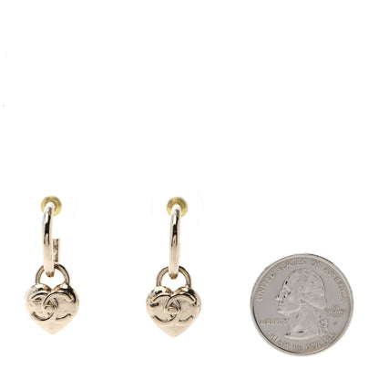 Chanel Metal CC Heart Turnlock Drop Earrings Gold 2 of 4