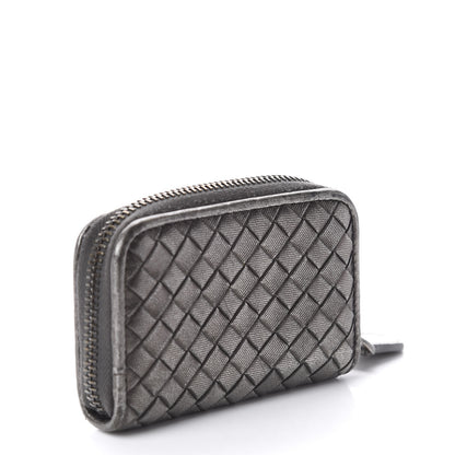 Bottega Veneta Grosgrain Intrecciato Zip Around Coin Purse Argento 2 of 5