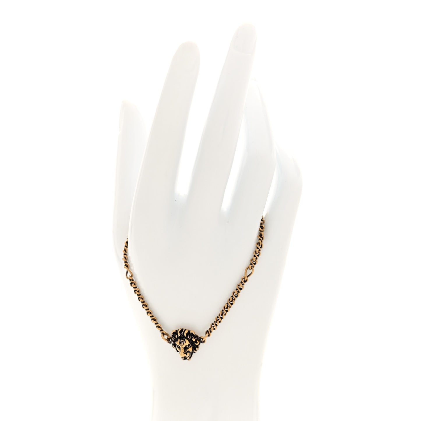 Metal Lion Head Bracelet Aged Gold