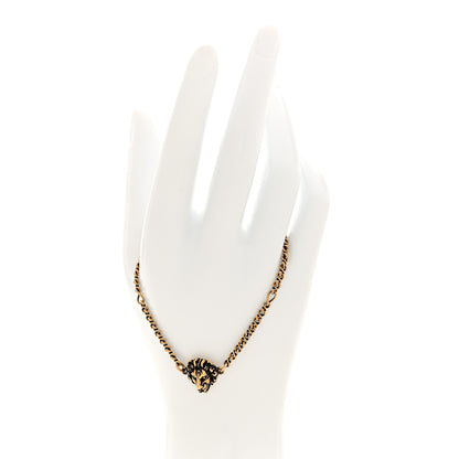 Gucci Metal Lion Head Bracelet Aged Gold 2 of 6