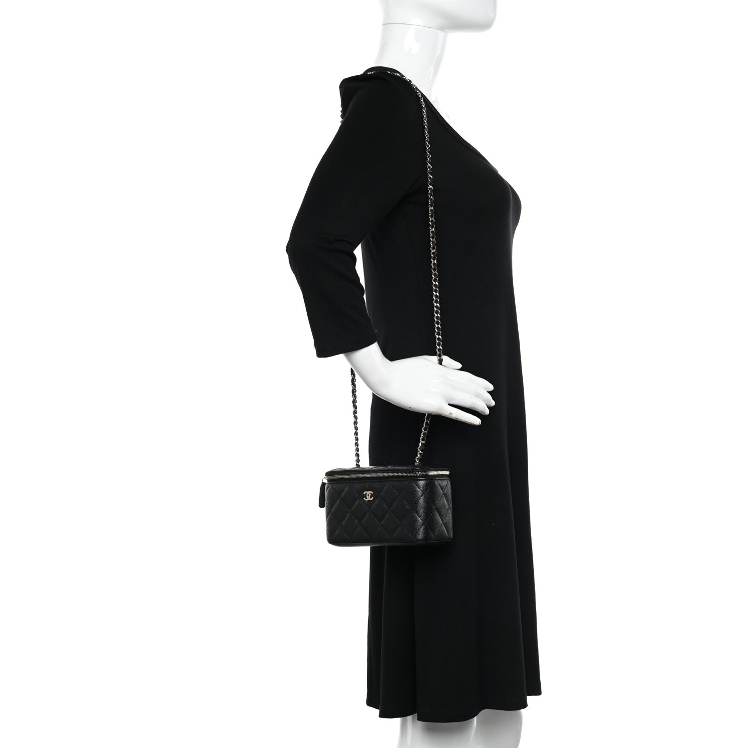 Chanel Caviar Quilted Small Vanity Case With Chain Black 2 of 11