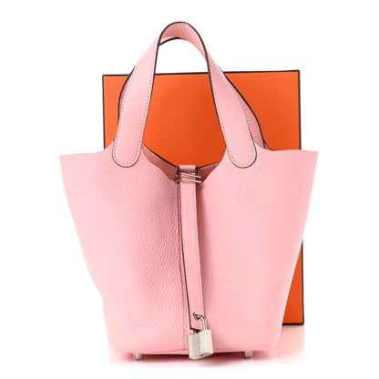 Hermes Taurillon Clemence Picotin Lock 18 PM Rose Sakura 12 of 12