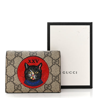 Gucci Soft GG Supreme Monogram Mystic Cat Card Case Wallet 8 of 8