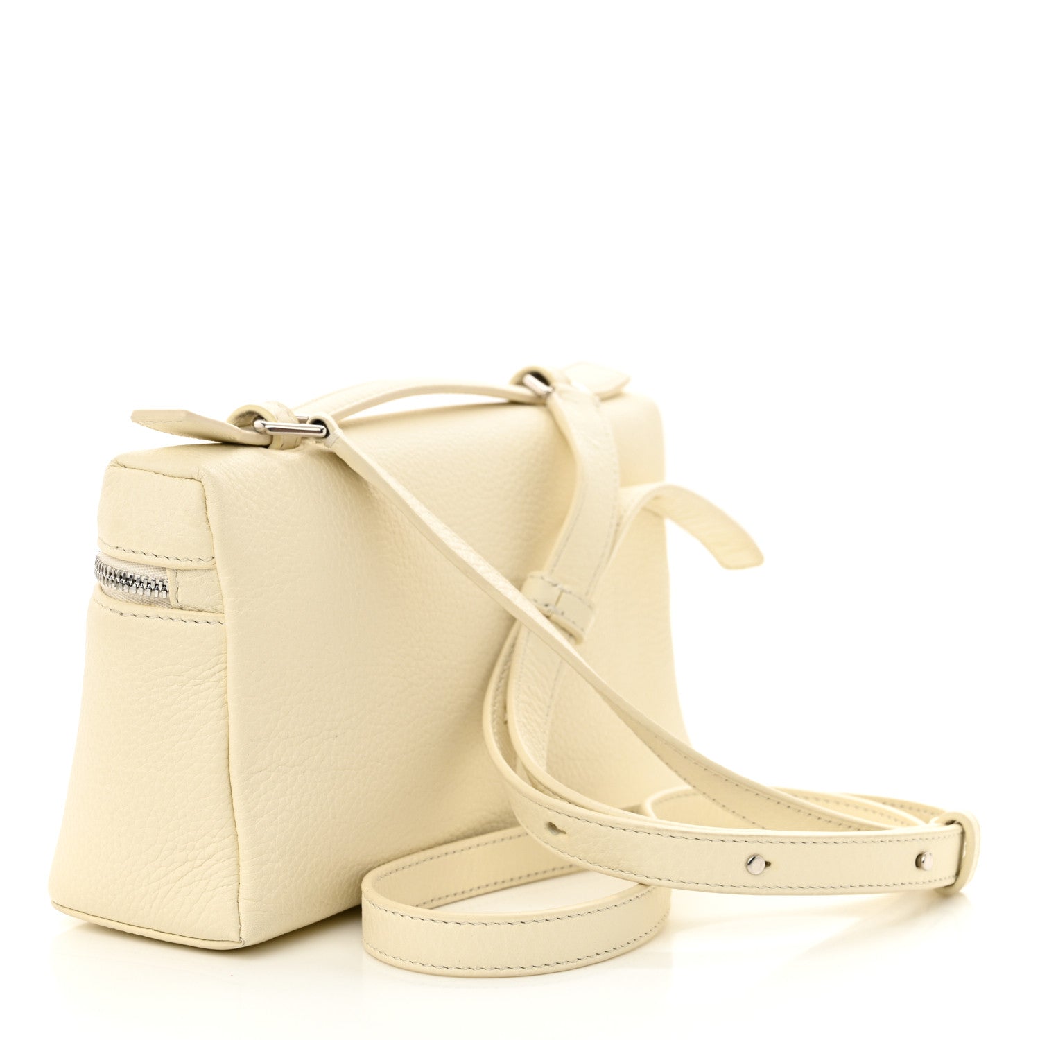 Loro Piana Grained Calfskin L19 Extra Pocket Pouch Whisper White