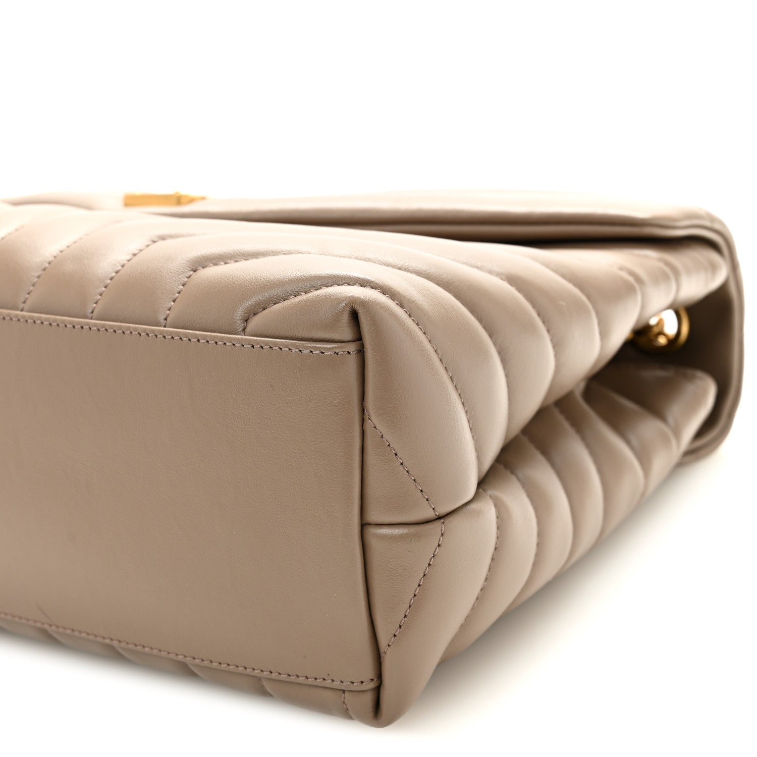 Saint Laurent Calfskin Y Quilted Monogram Medium Loulou Chain Satchel Dark Beige 11 of 11