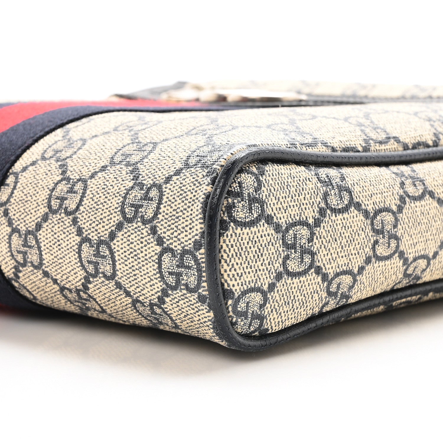Gucci GG Supreme Monogram Textured Dollar Calfskin Web Small Ophidia Messenger Bag Beige Blue 9 of 10