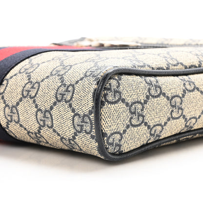 Gucci GG Supreme Monogram Textured Dollar Calfskin Web Small Ophidia Messenger Bag Beige Blue 9 of 10