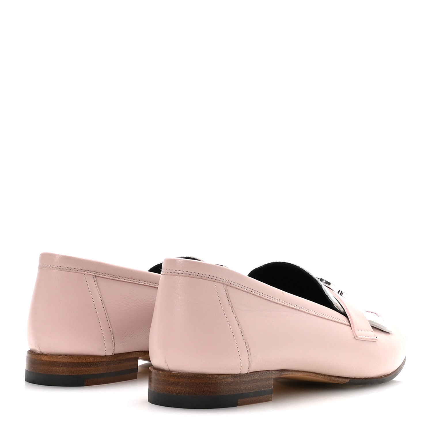 Hermes Goatskin Womens Royal Loafers 37.5 Rose Porcelain White 5 of 9