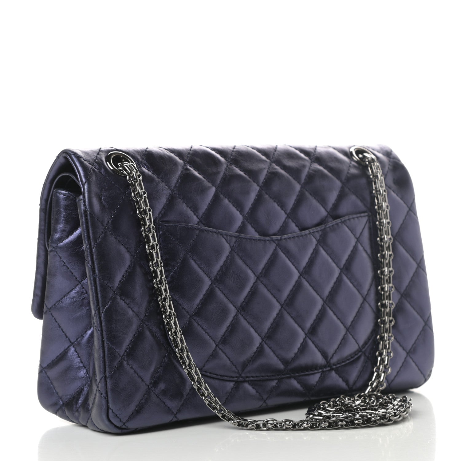 Chanel Metallic Aged Calfskin Quilted 2.55 Reissue 226 Flap Dark Navy Blue 3 of 12