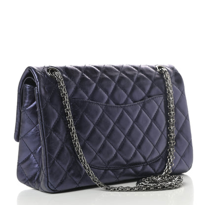 Chanel Metallic Aged Calfskin Quilted 2.55 Reissue 226 Flap Dark Navy Blue 3 of 12