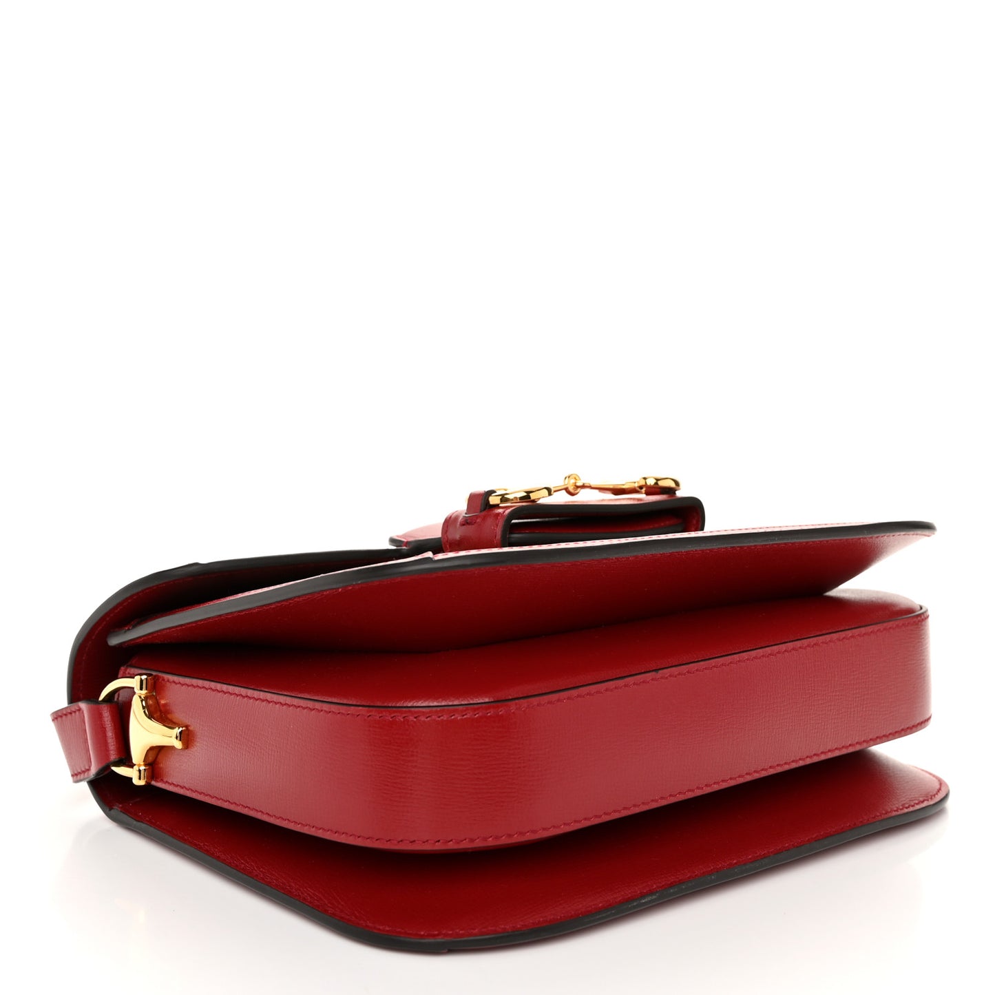 GG Supreme Monogram Azalea Calfskin Horsebit 1955 Shoulder Bag Beige Ebony New Cherry Red