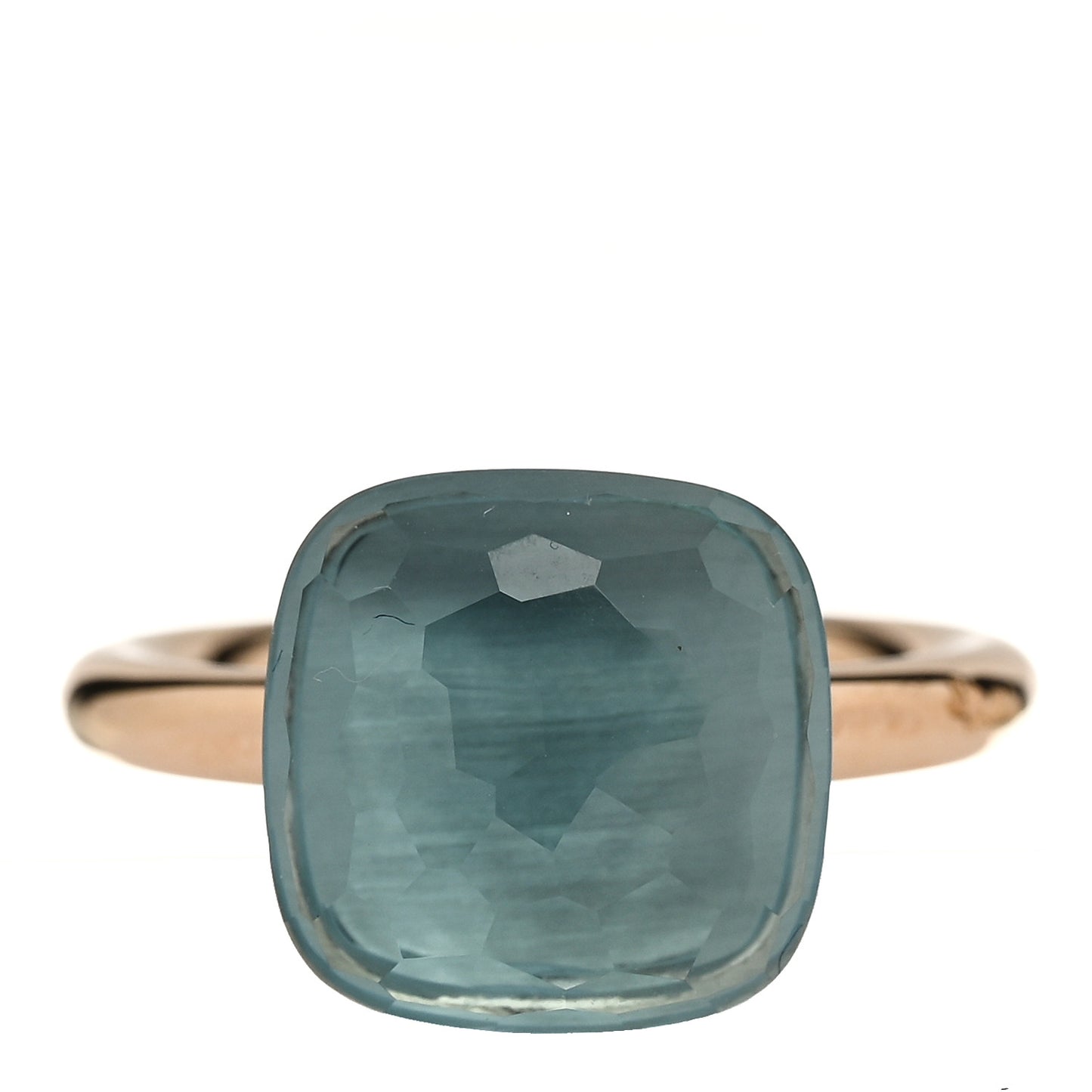 18K Rose Gold Blue Topaz Nudo Maxi Ring 52 6