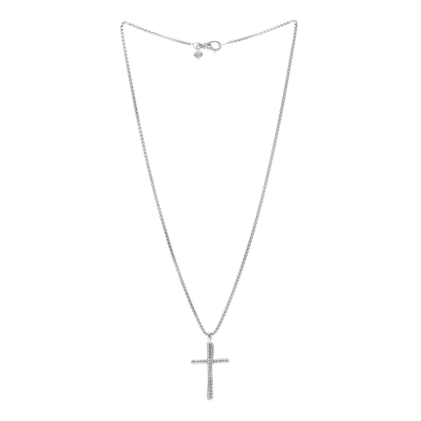 Sterling Silver Diamond 35mm Crossover Cross Necklace