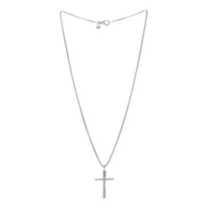 David Yurman Sterling Silver Diamond 35mm Crossover Cross Necklace 3 of 6