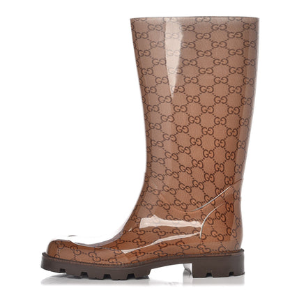 Gucci Rubber Monogram Edinburg Rain Boots 39 Transparent Cocoa 1 of 8