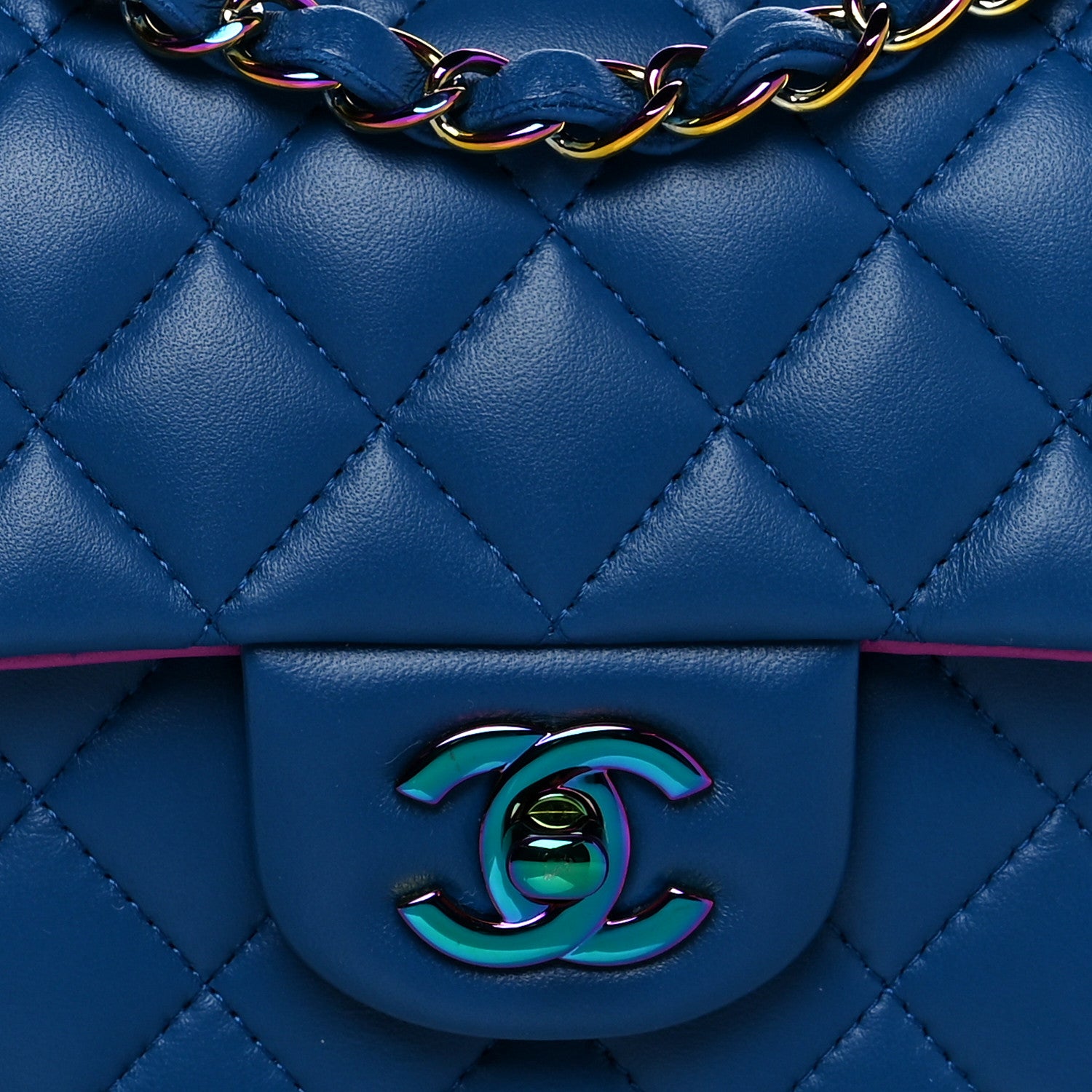 Chanel Lambskin Quilted Mini Rectangular Flap Blue Purple 8 of 10