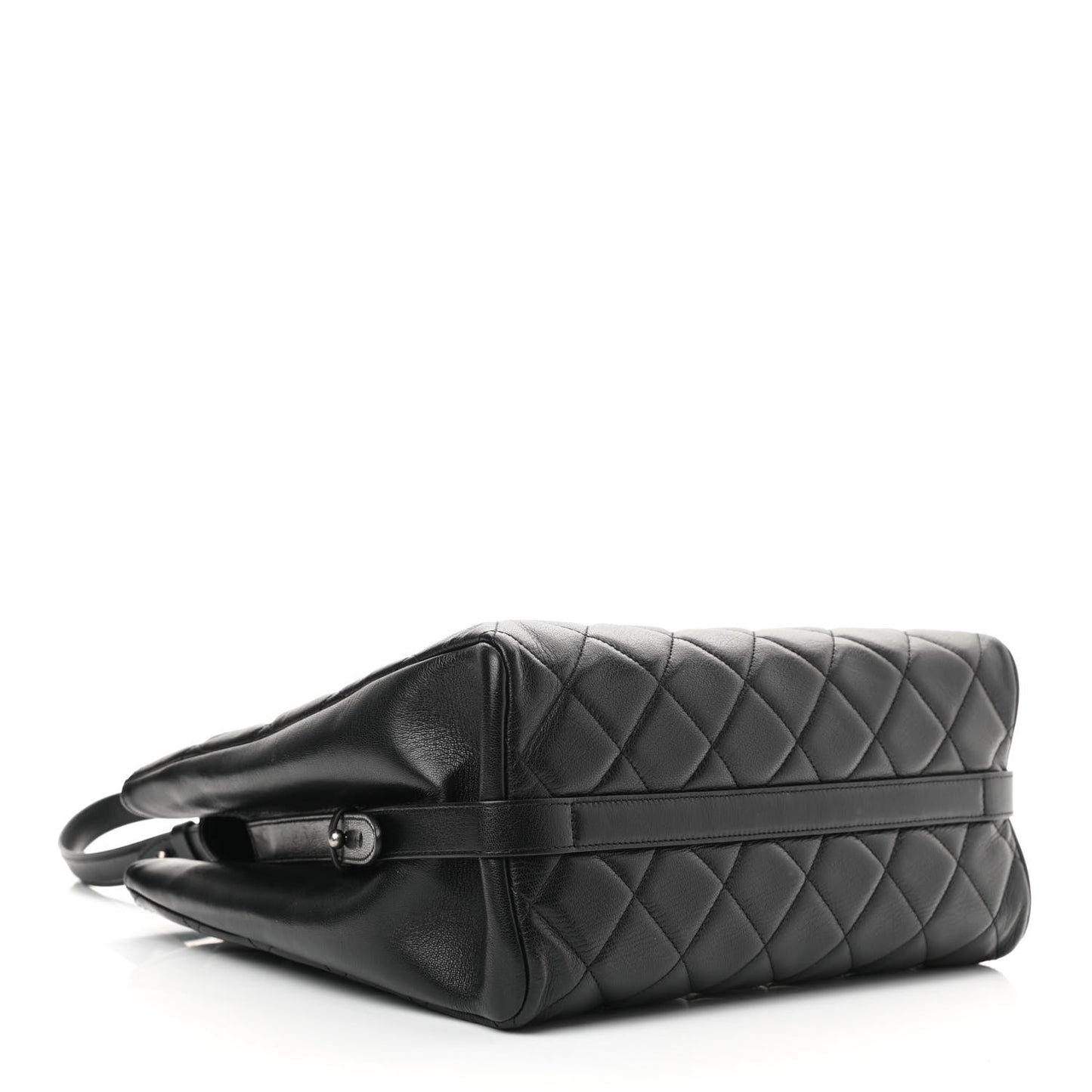 Metallic Goatskin Quilted Small City Rock Shopping Tote Black