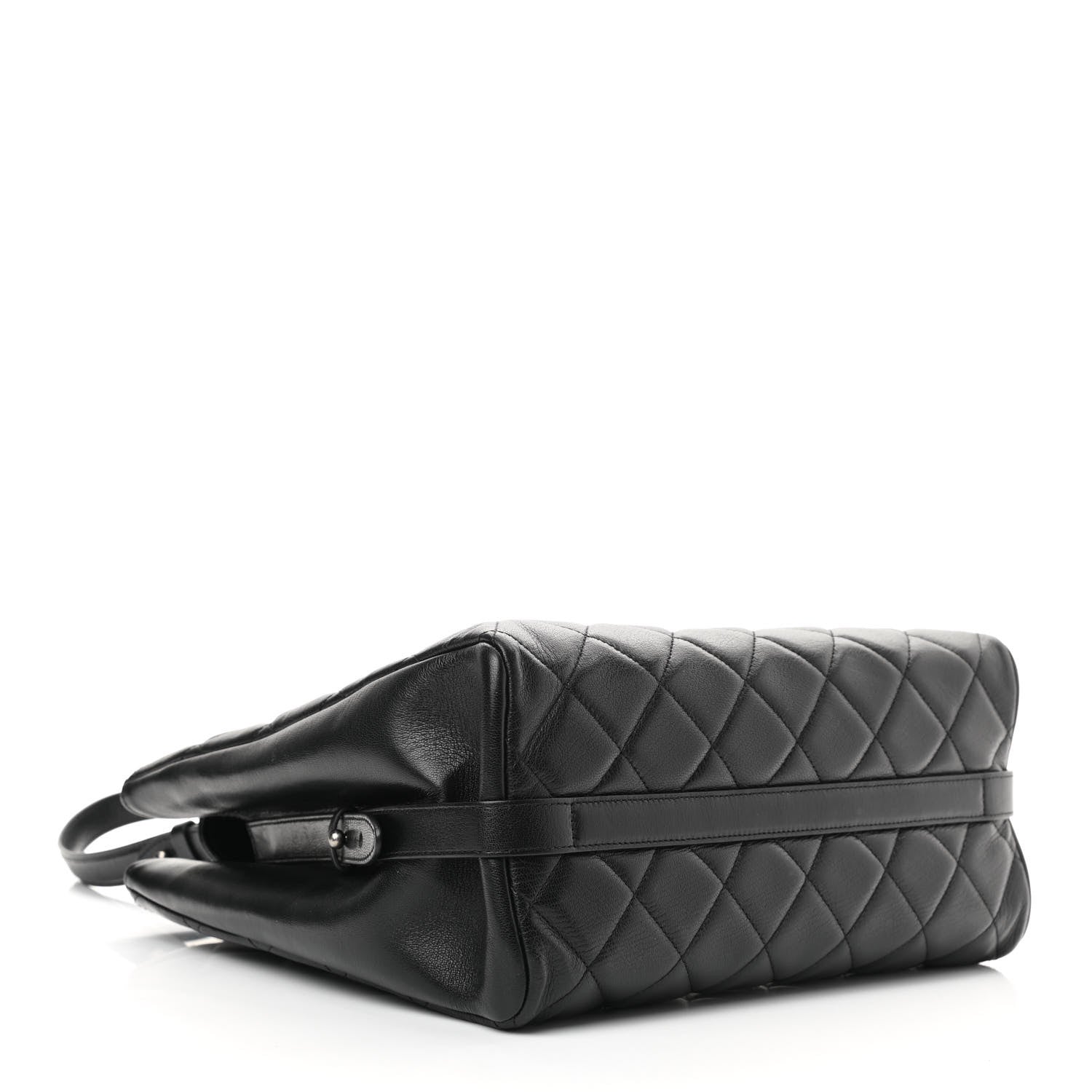 Chanel Metallic Goatskin Quilted Small City Rock Shopping Tote Black 4 of 11