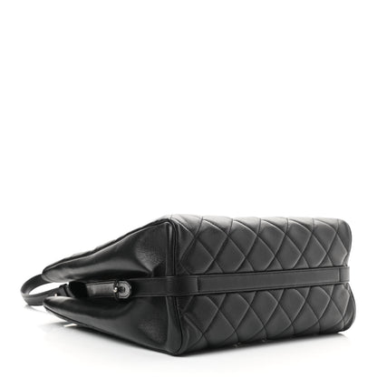 Chanel Metallic Goatskin Quilted Small City Rock Shopping Tote Black 4 of 11