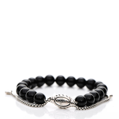 David Yurman Sterling Silver Black Onyx 8mm Spiritual Beads Adjustable Bracelet 3 of 4
