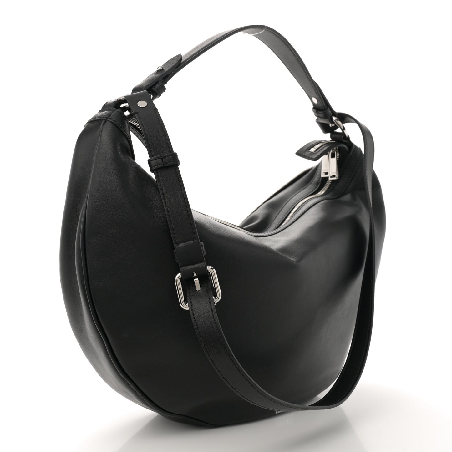 Calfskin Medium Repeat Zip Hobo Black