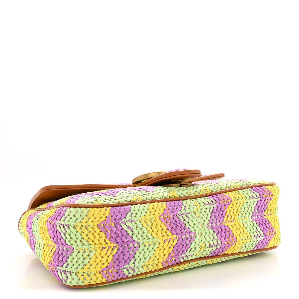 Gucci Calfskin Raffia Woven Small GG Marmont Shoulder Bag Multicolor 4 of 10