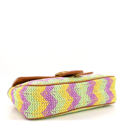 Gucci Calfskin Raffia Woven Small GG Marmont Shoulder Bag Multicolor 4 of 10