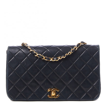 Chanel Lambskin Quilted Small Single Flap Bag Navy 1 of 10