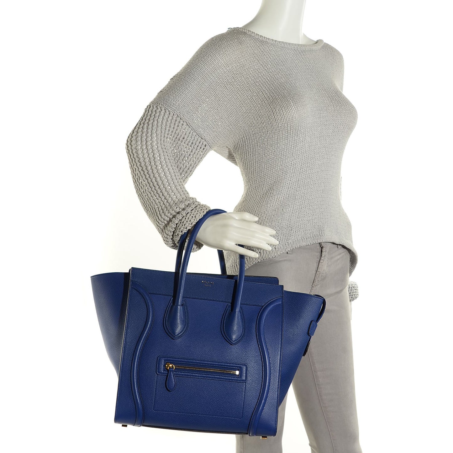 Drummed Calfskin Mini Luggage Indigo