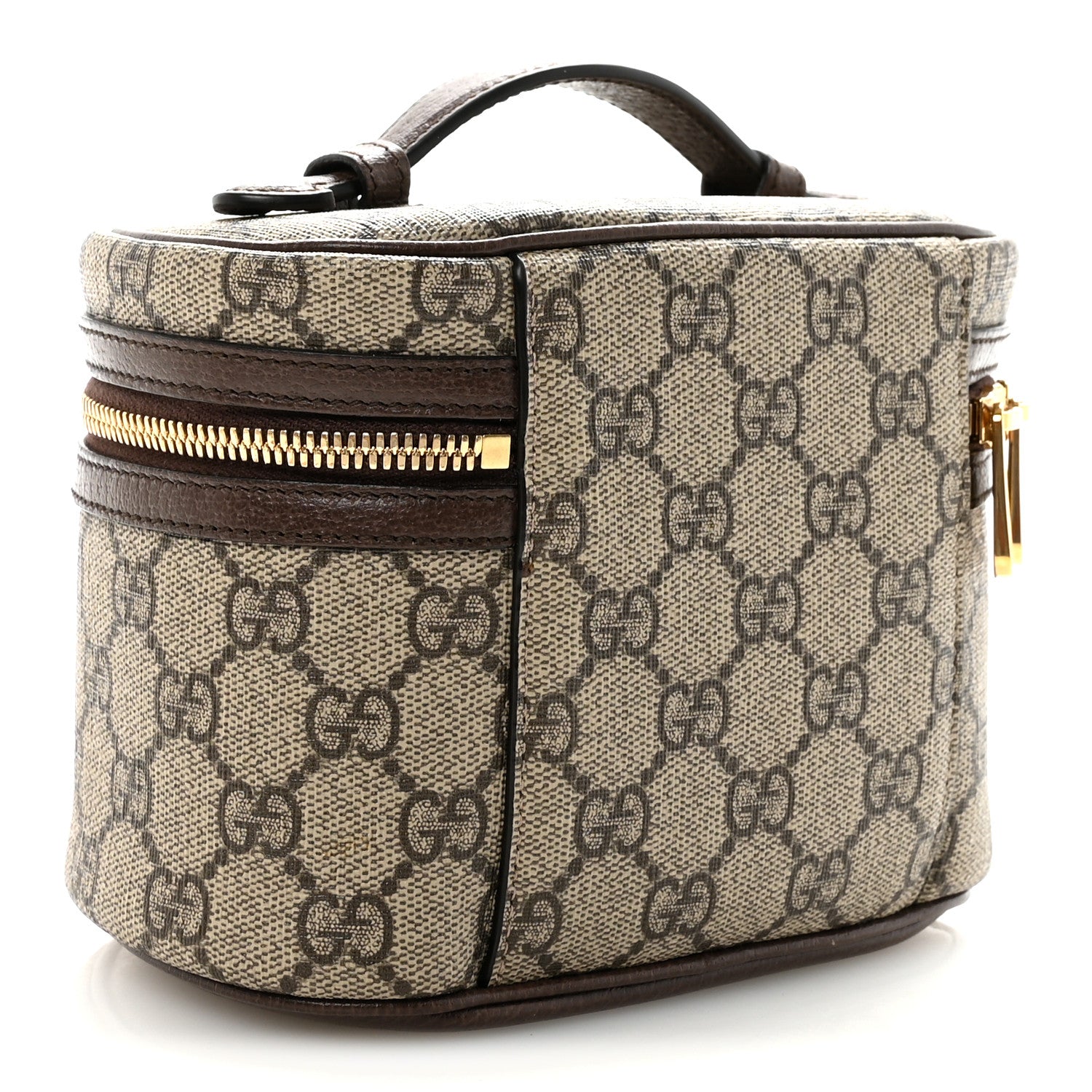 Gucci GG Supreme Monogram Textured Calfskin Web Ophidia Vanity Cosmetic Case Beige Ebony New Acero 3 of 7