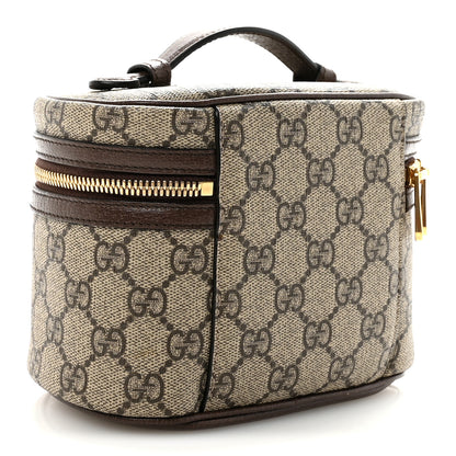 Gucci GG Supreme Monogram Textured Calfskin Web Ophidia Vanity Cosmetic Case Beige Ebony New Acero 3 of 7