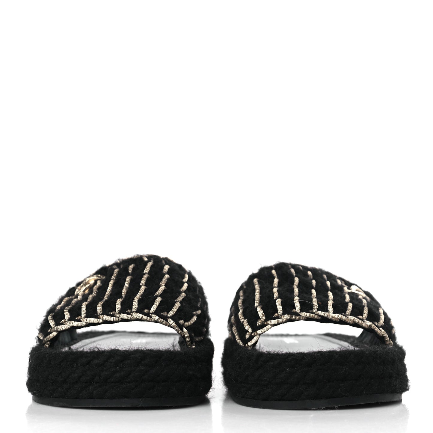 Braided Knit CC Mules 40 Black Gold