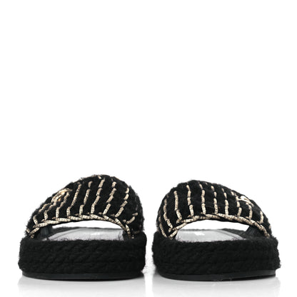 Chanel Braided Knit CC Mules 40 Black Gold 2 of 9