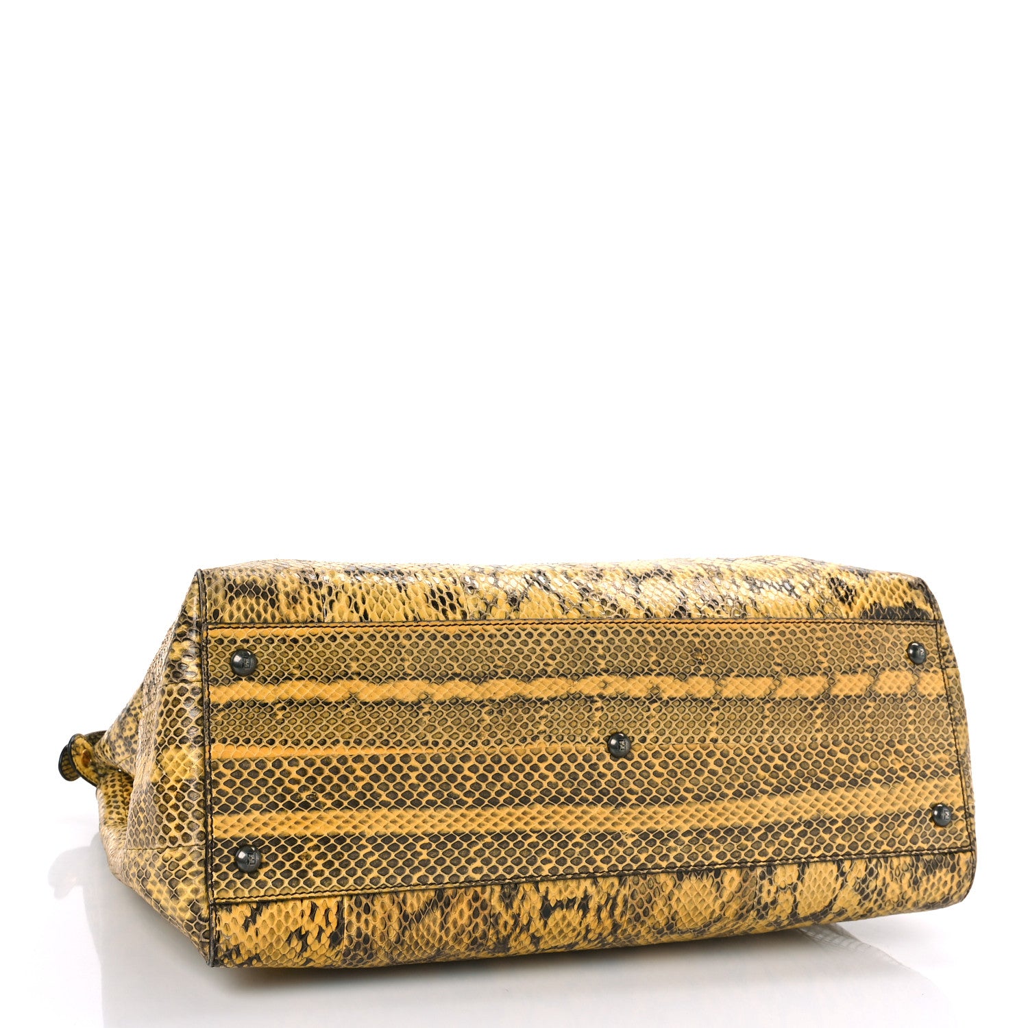 Fendi Snakeskin Large Peekaboo Iconic Satchel Yellow 4 of 10