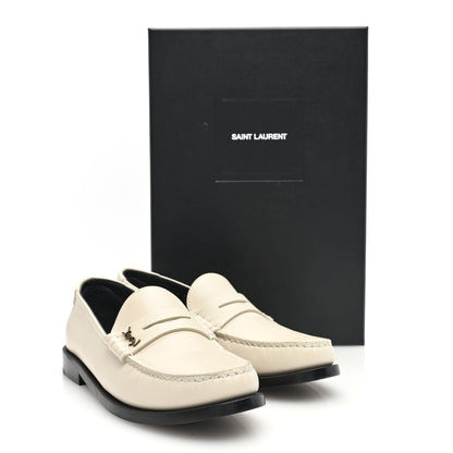 Saint Laurent Calfskin Penny Loafers 38 Pearl 8 of 8