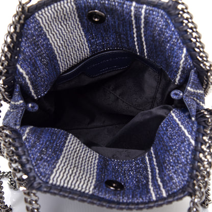Stella McCartney Canvas Striped Mini Falabella Fold Over Tote Navy 5 of 9