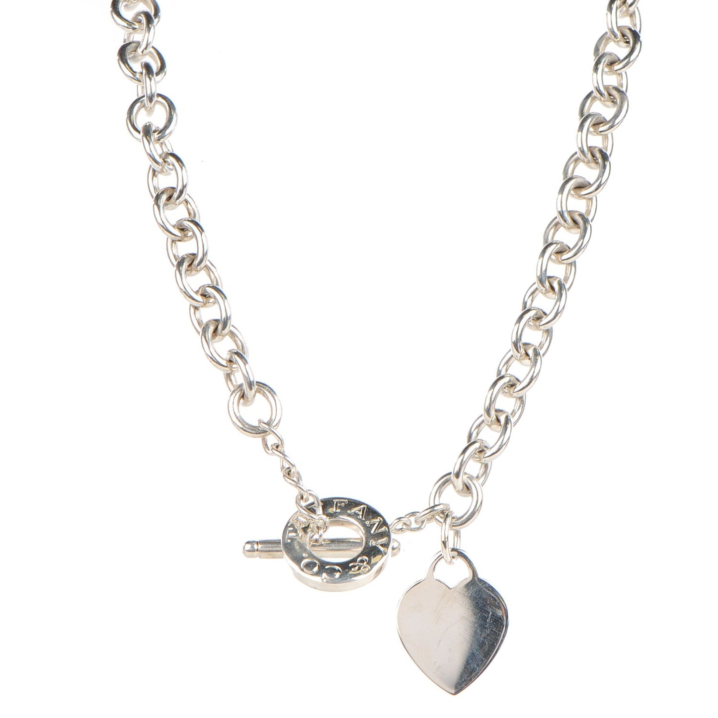 Sterling Silver Heart Tag Toggle Necklace