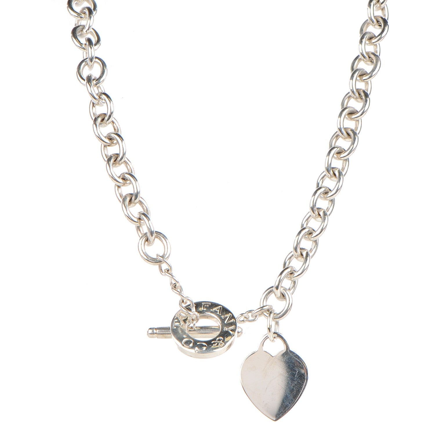 Tiffany Sterling Silver Heart Tag Toggle Necklace 1 of 5