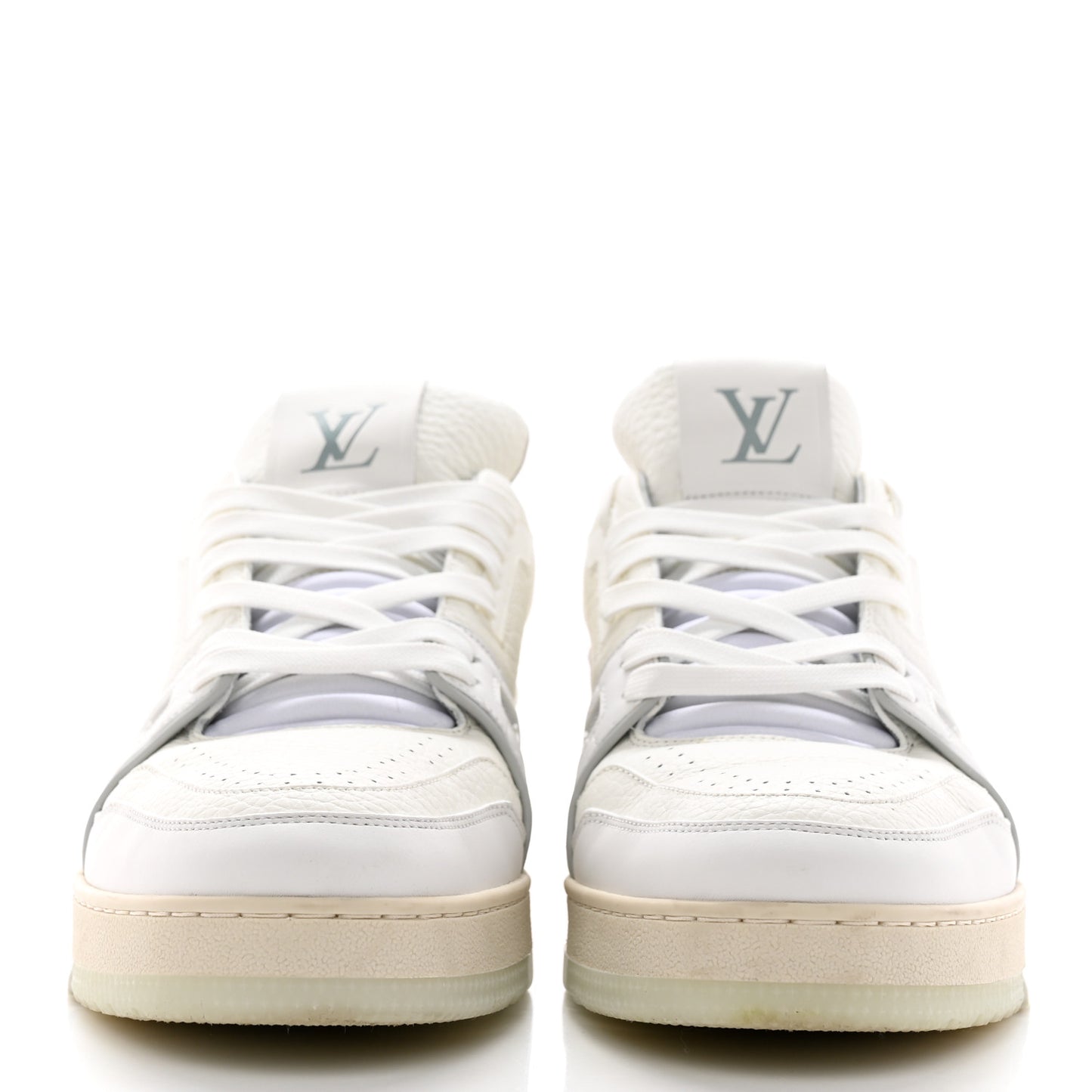 Calfskin Mens LV Trainer Sneakers 9 White