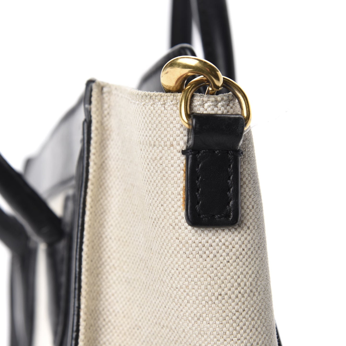 Textile Smooth Calfskin Nano Bi-Color Luggage Beige