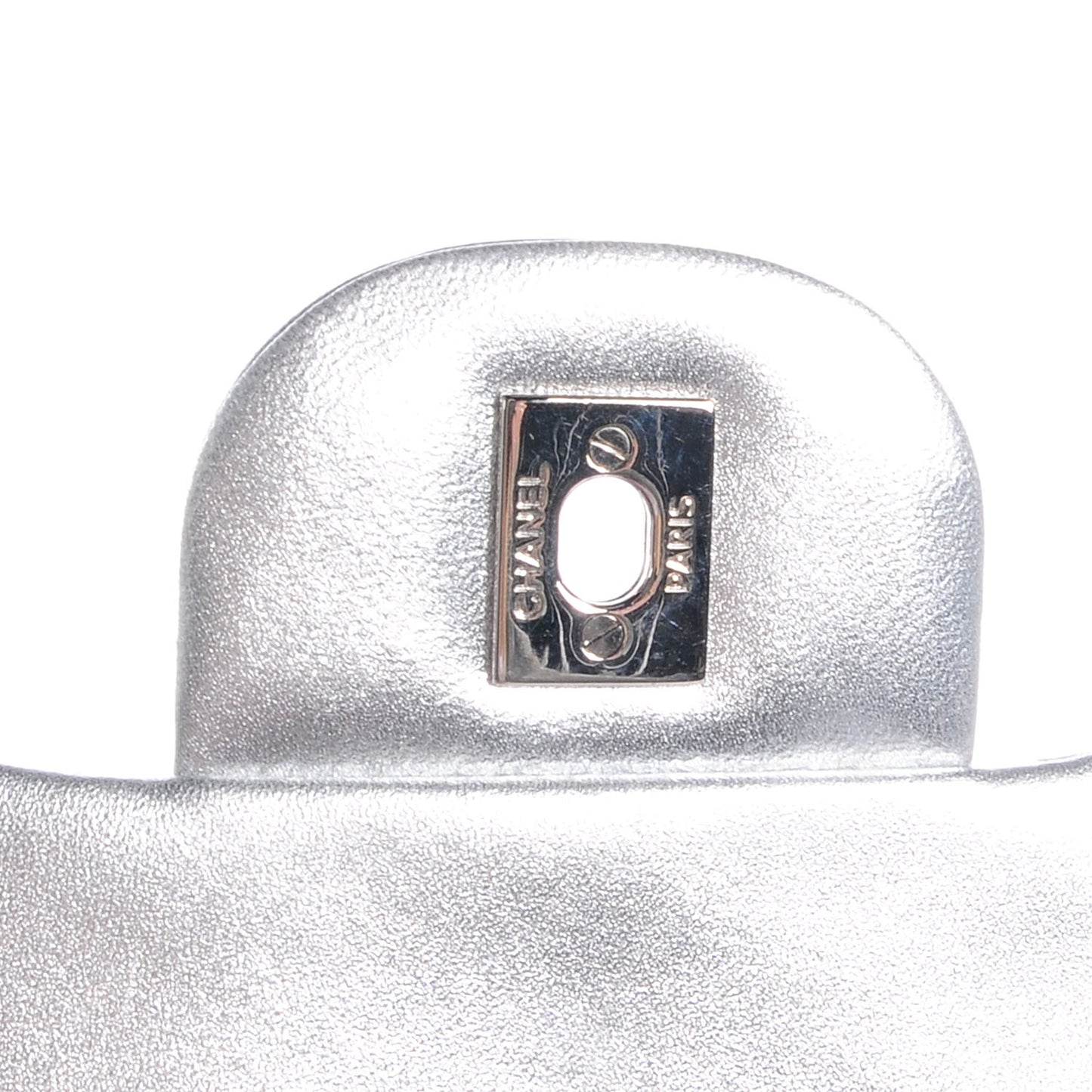 Metallic Lambskin Quilted Jumbo Single Flap Silver