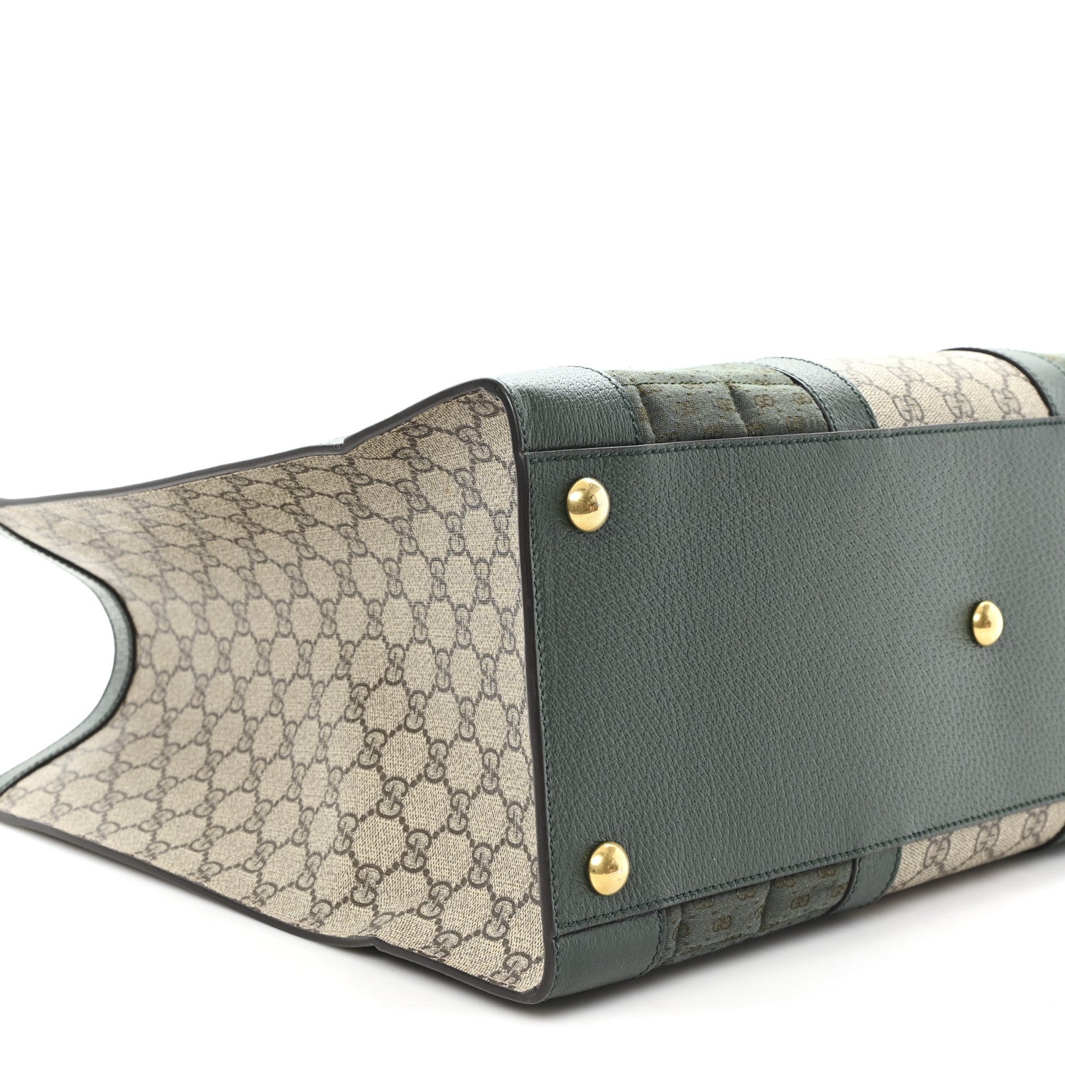 Gucci Monogram GG Mignon Textured Dollar Calfskin GG Supreme Monogram Quilted Mini GG Large Tote Bag Green Beige Ebony 8 of 9