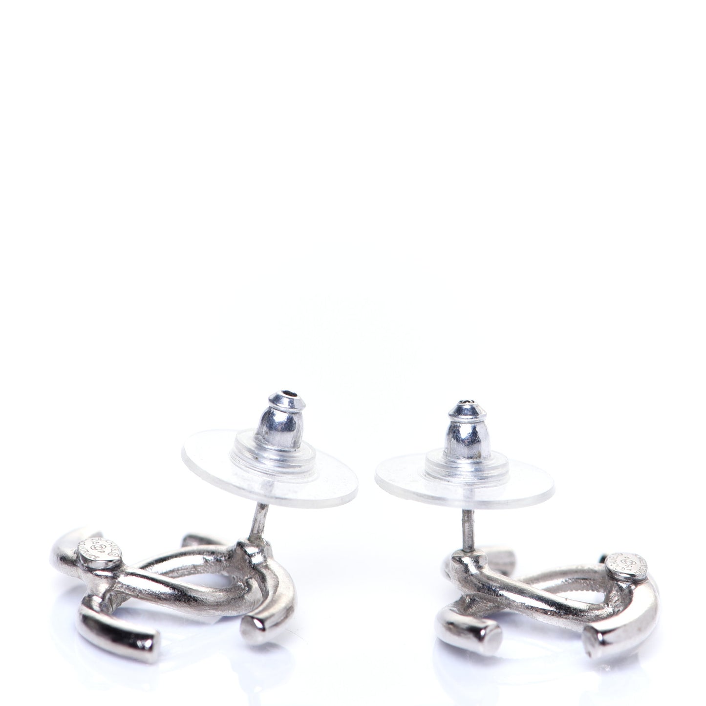 Baguette Crystal CC Earrings Silver Blue