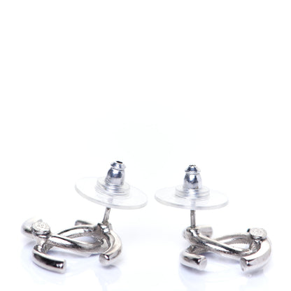 Chanel Baguette Crystal CC Earrings Silver Blue 3 of 4