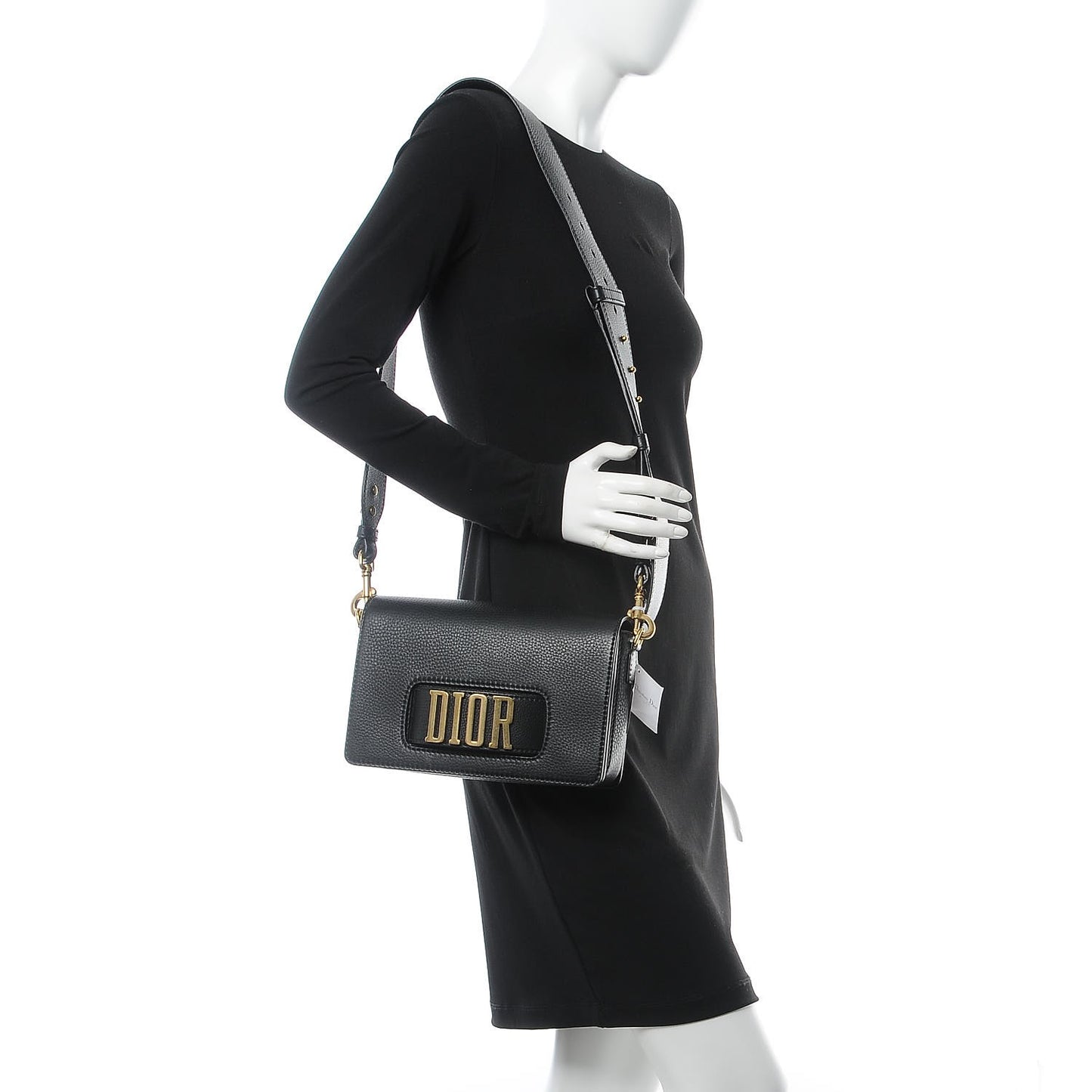 Grained Calfskin Dio(r)evolution Flap Bag Black