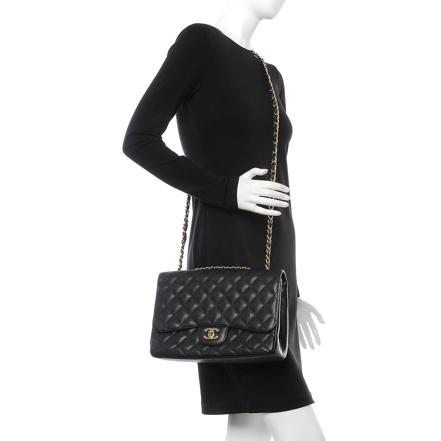 Caviar Quilted Jumbo Single Flap Black