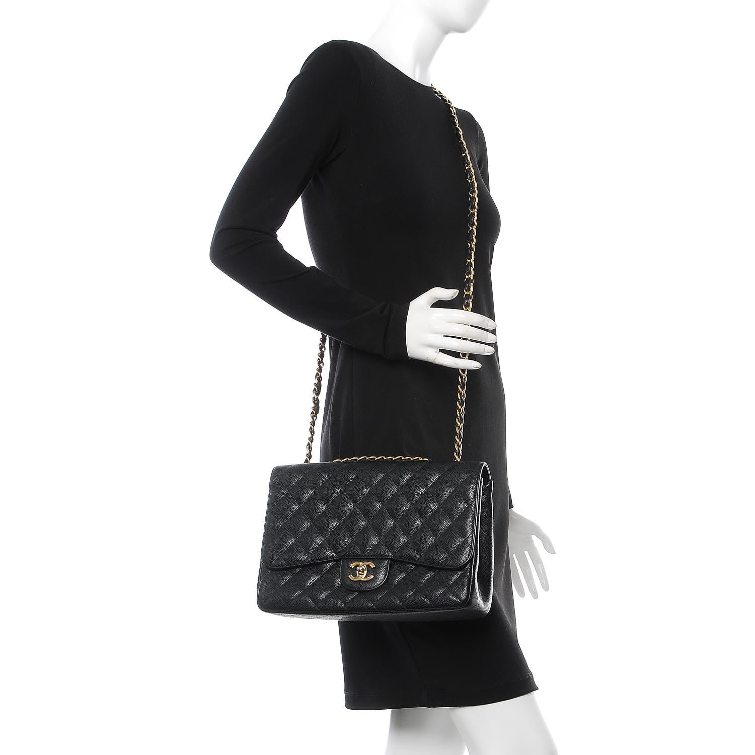 Chanel Caviar Quilted Jumbo Single Flap Black 2 of 13