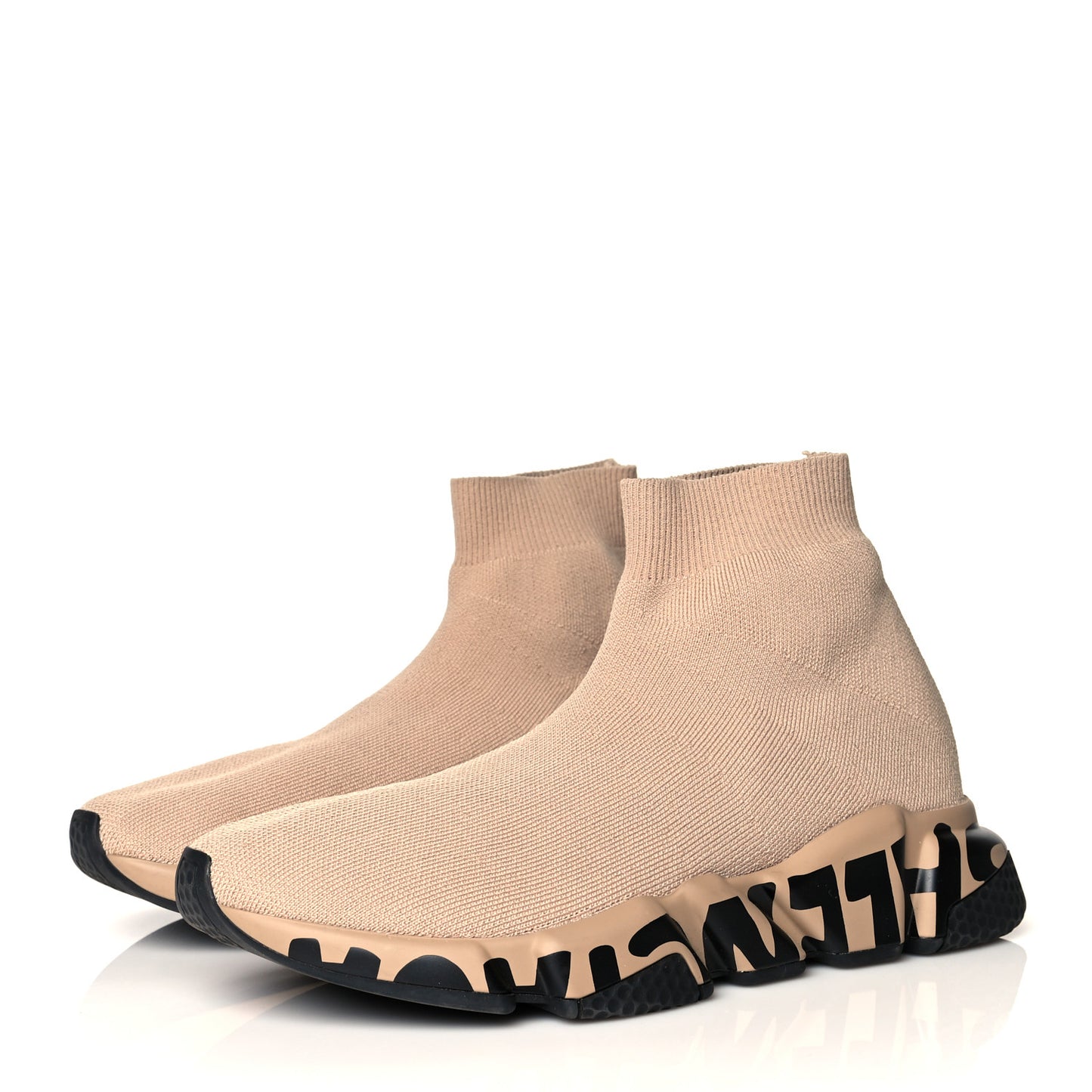 Neoprene Knit Womens Speed Graffiti Sneakers 38 Beige Black