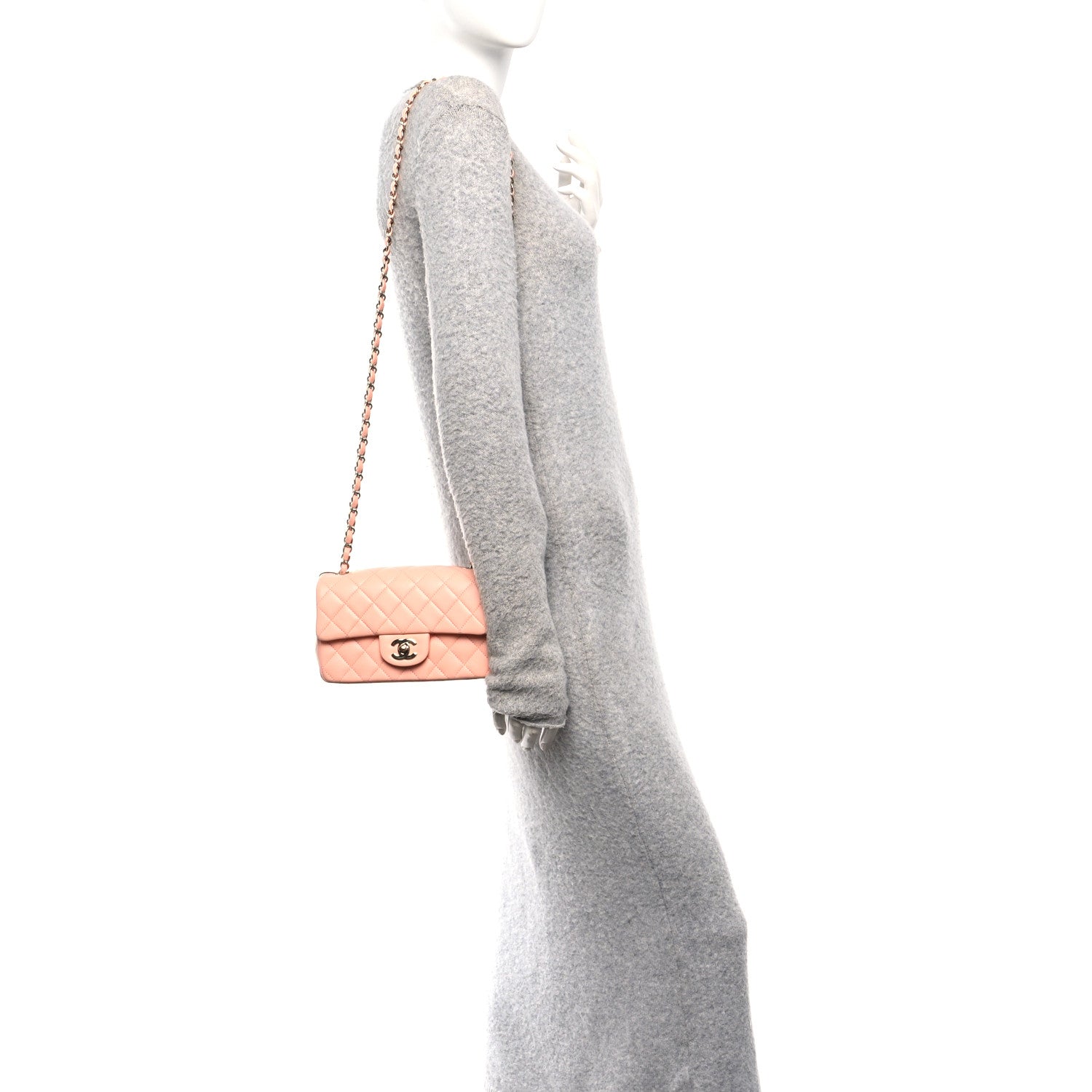 Chanel Lambskin Quilted Mini Rectangular Flap Light Pink 2 of 10
