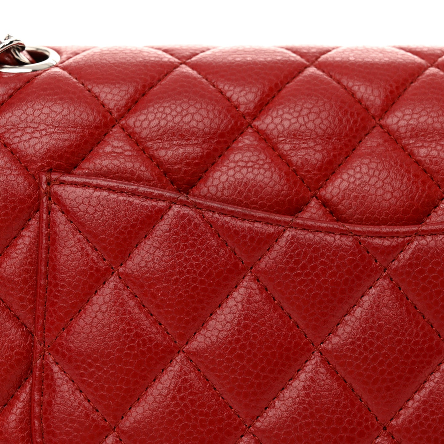 Caviar Quilted Medium Double Flap Dark Red
